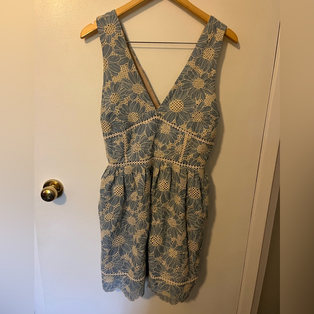 Blue daisy crochet mini dress